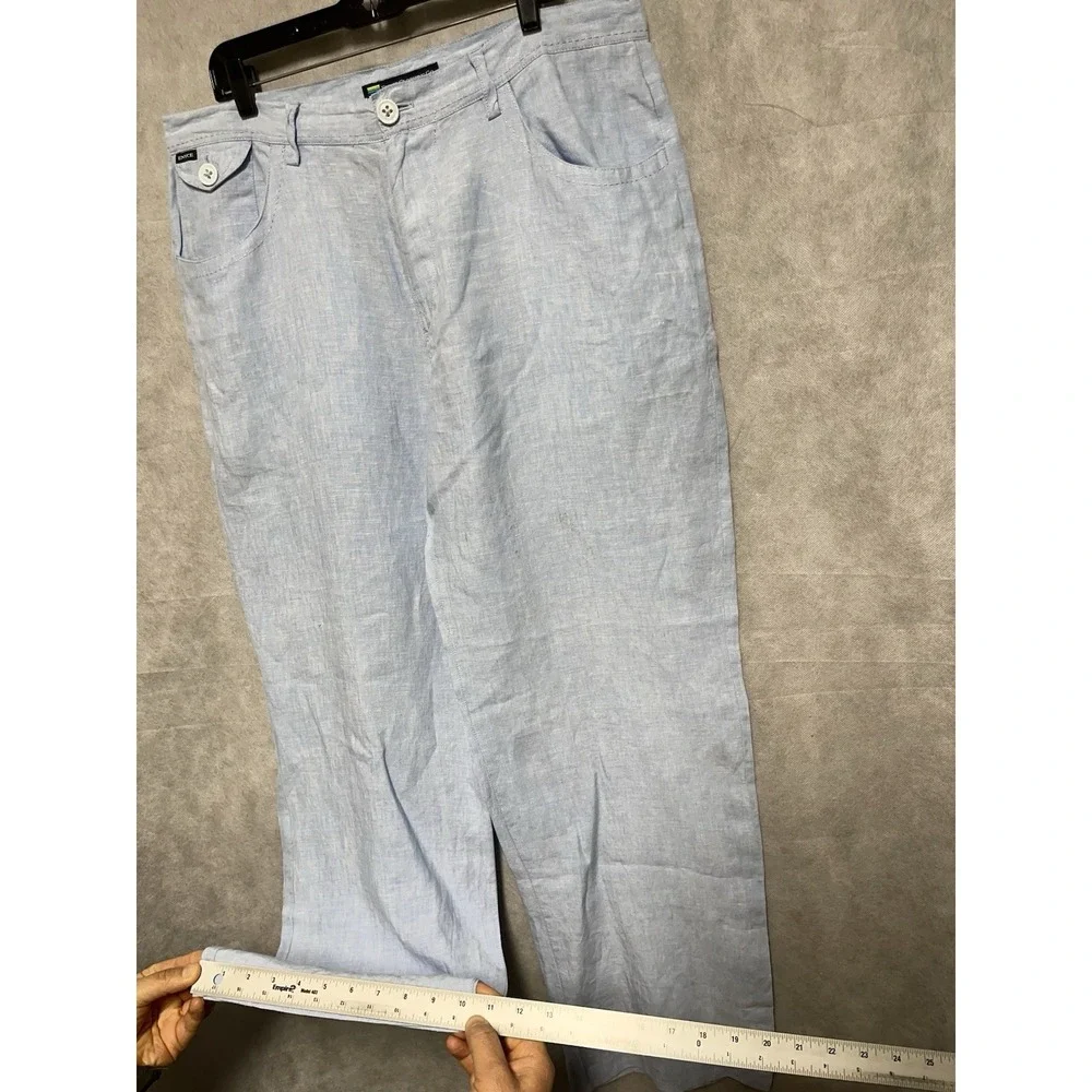 VTG Enyce Pants Men 38X32 Light‎ Blue Linen Baggy Coastal Casual Resort Hip Hop